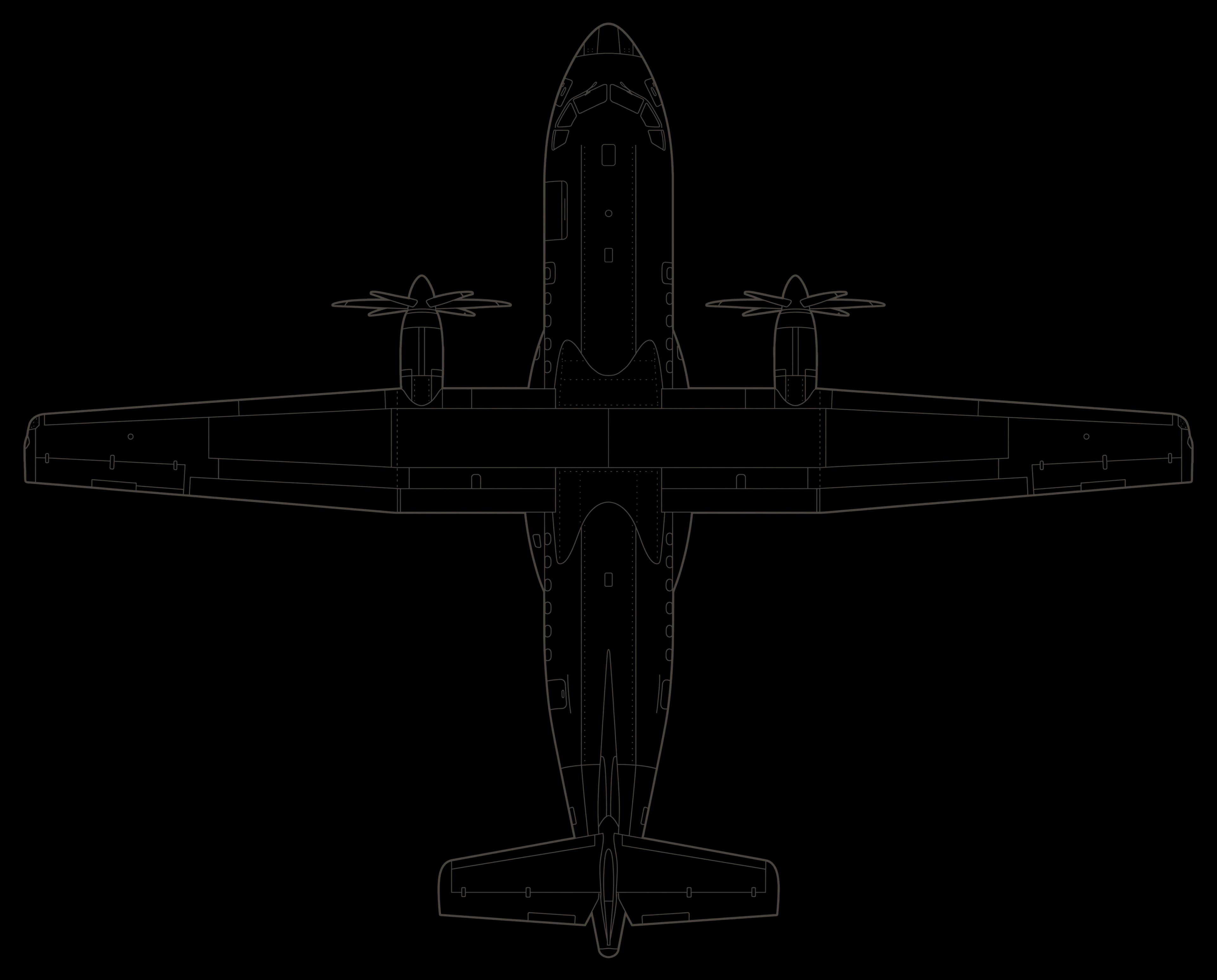 ATR 42-500, top view line drawing