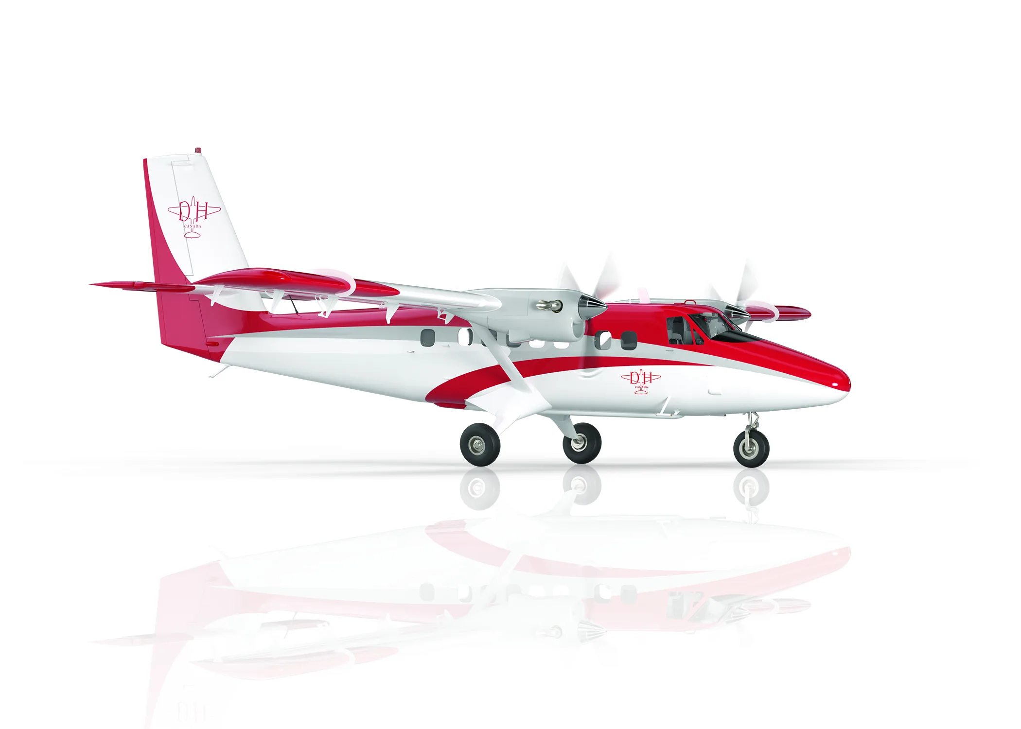 The DHC-6 Twin Otter Classic 300-G in De Havilland Canada's red and white.