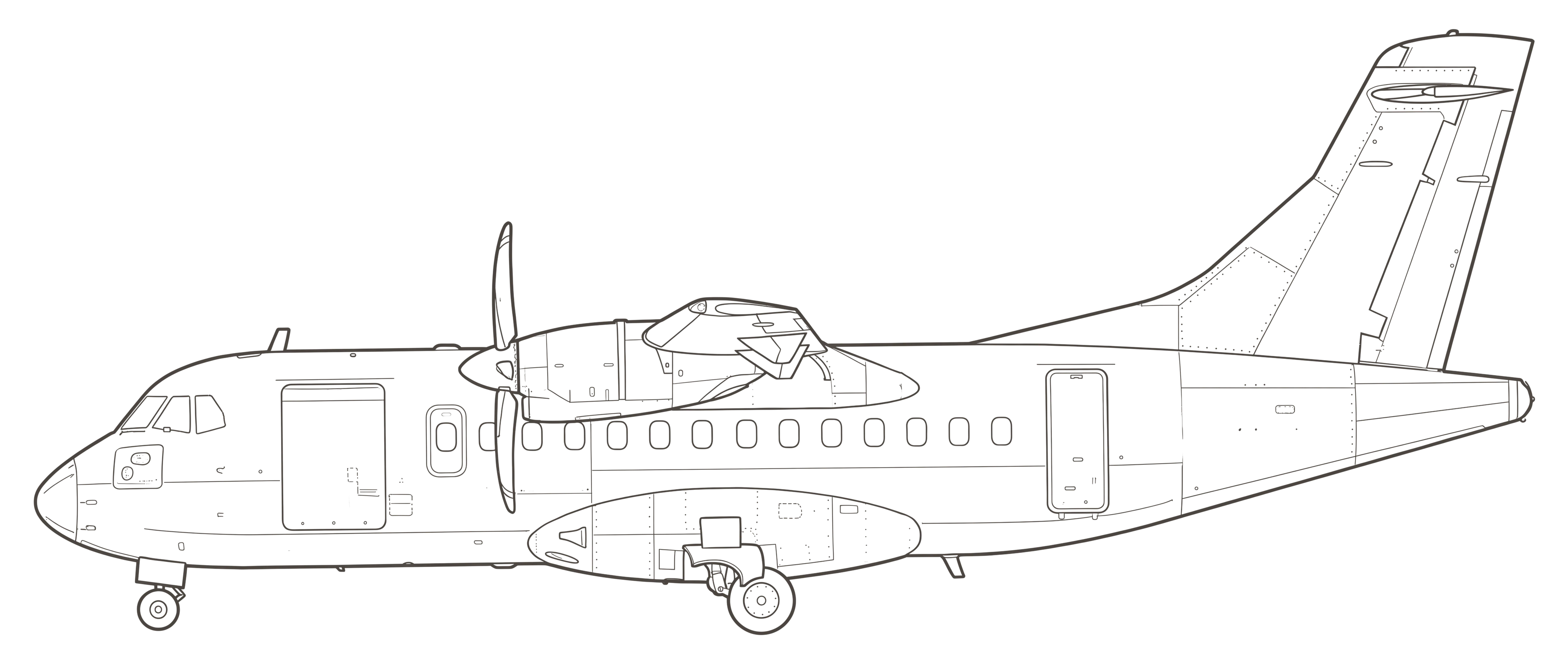 ATR 42-500, side view line drawing